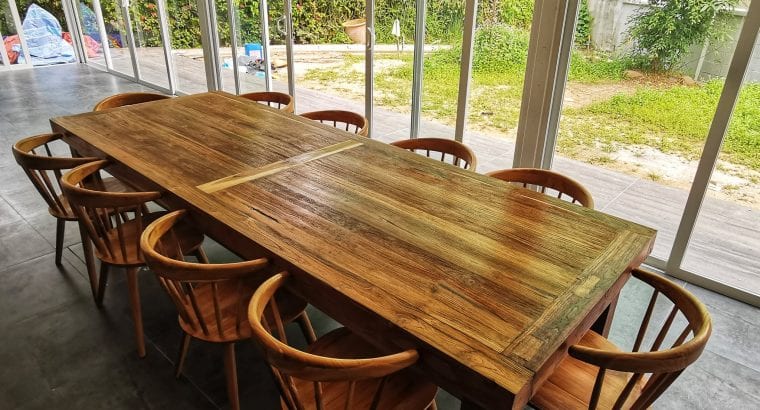 Framed Plank Teak Dining Table (rustic)