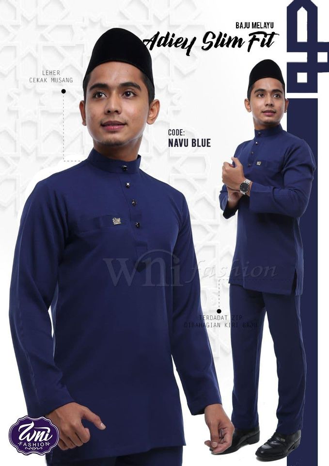 Baju Melayu Adiey Slimfit – Navy Blue