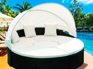 ROUND SUNBED with retractable awning