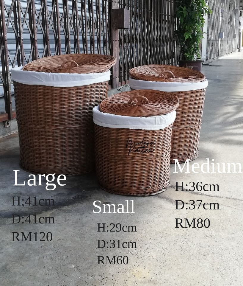 Wicker Laundry Rattan Basket dirty clothes home storage Removable Lining and Cover
