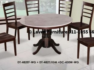 Round Marble Table With 6 Solid Chairs