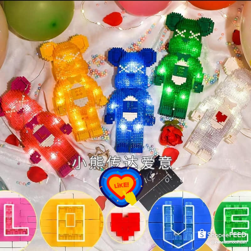COLOURFUL LOVE BEARBRICK MICRO BUILDING BLOCKS WITH LIGHTS