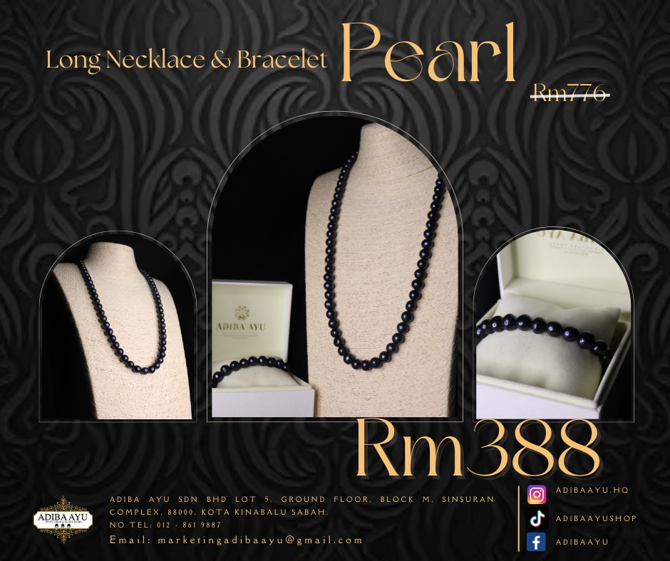set Long Necklace + Bracelet Freshwater Pearl/ 3A Grade