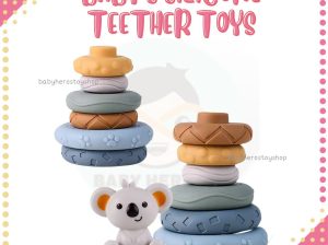 Soft Silicone Baby Teether Toys Koala Stacking Toys Sensory Toys